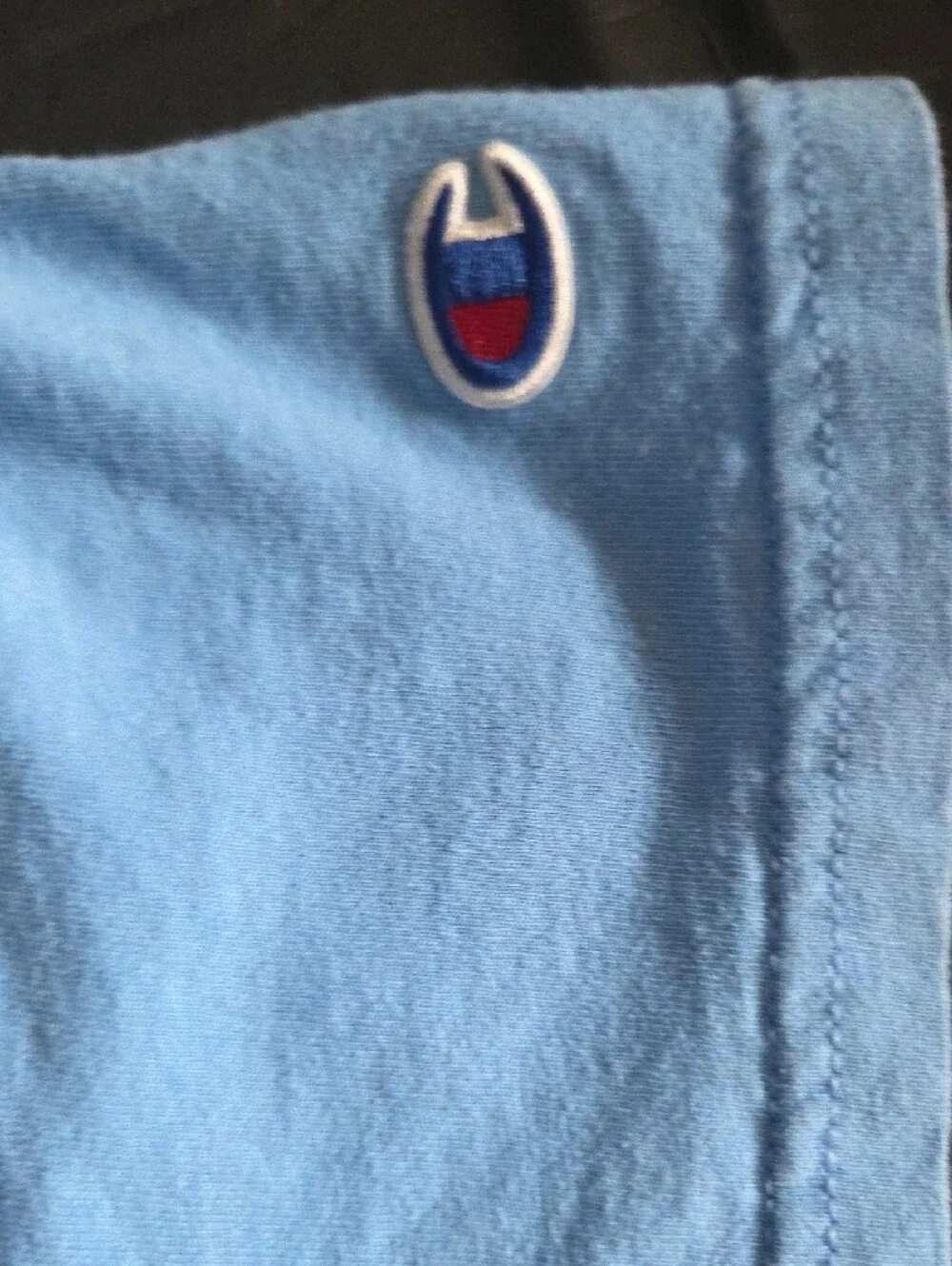 Champion Light Blue Ole Miss Football T-Shirt with Red White Logo - Picture 4 of 5